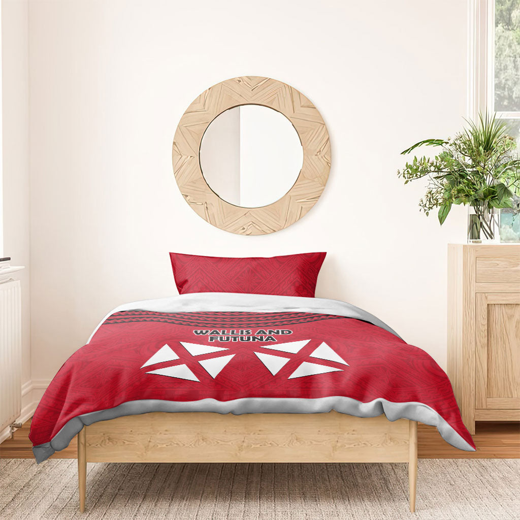 Wallis And Futuna Bedding Set Polynesian Tattoo Flag Map