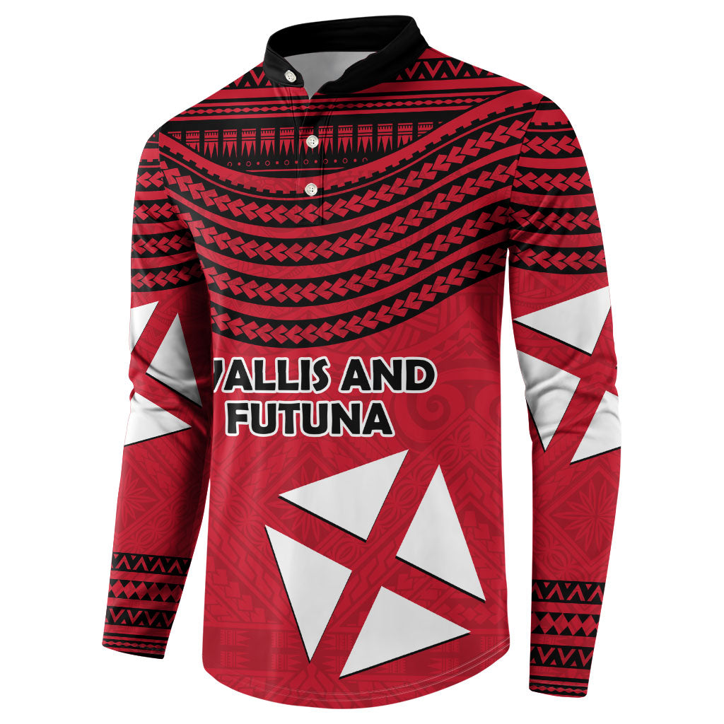 Wallis And Futuna Button Sweatshirt Polynesian Tattoo Flag Map