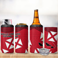 Wallis And Futuna 4 in 1 Can Cooler Tumbler Polynesian Tattoo Flag Map