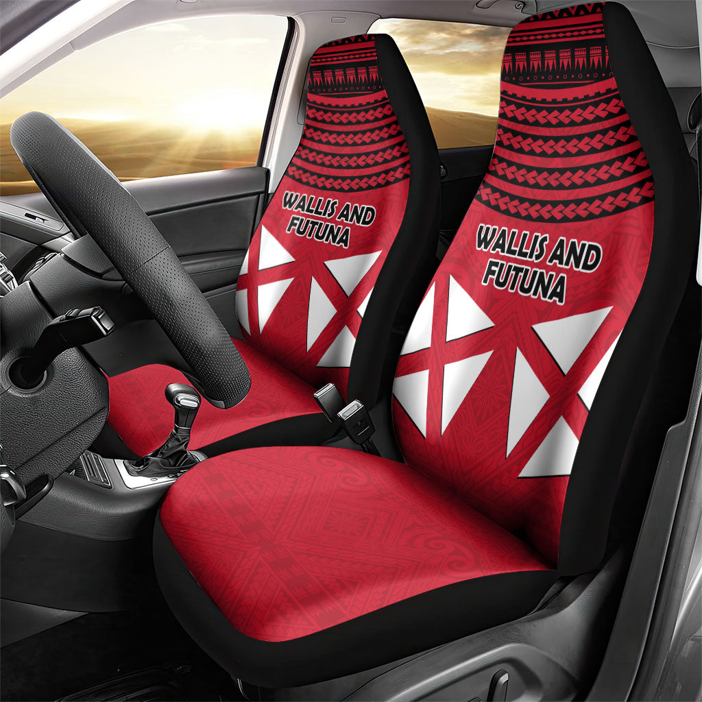 Wallis And Futuna Car Seat Cover Polynesian Tattoo Flag Map