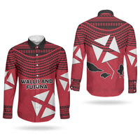 Wallis And Futuna Couples Matching Off Shoulder Short Dress and Long Sleeve Button Shirt Polynesian Tattoo Flag Map