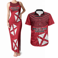 Wallis And Futuna Couples Matching Tank Maxi Dress and Hawaiian Shirt Polynesian Tattoo Flag Map