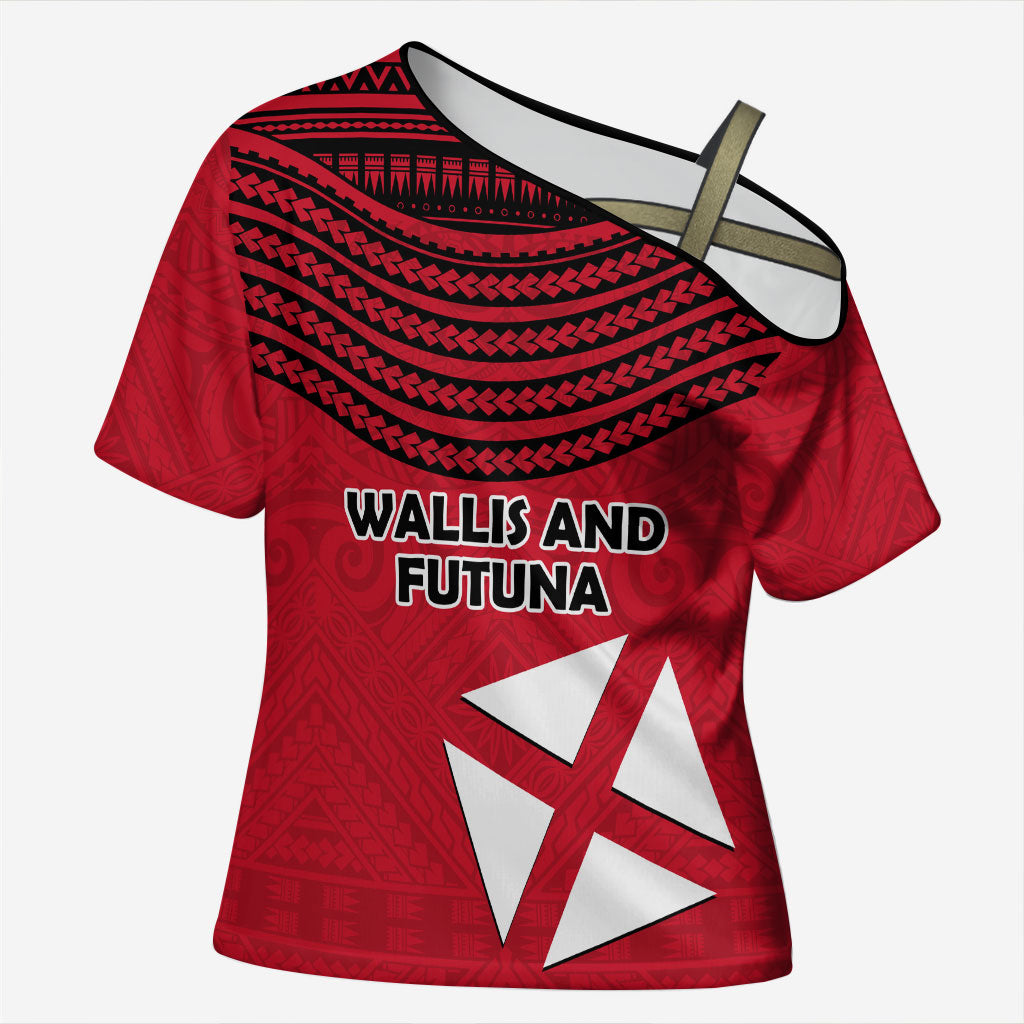 Wallis And Futuna Cross Shoulder Shirt Polynesian Tattoo Flag Map
