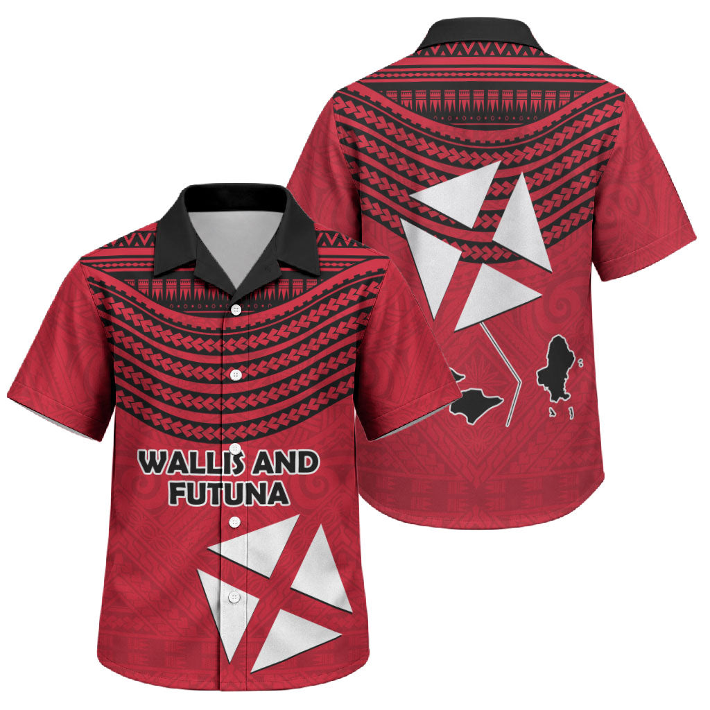 Wallis And Futuna Family Matching Off Shoulder Maxi Dress and Hawaiian Shirt Polynesian Tattoo Flag Map