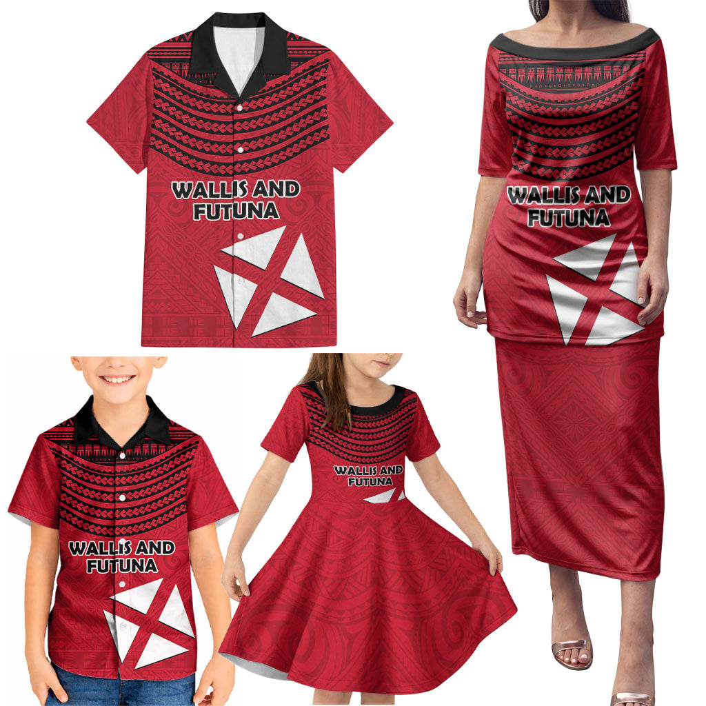Wallis And Futuna Family Matching Puletasi and Hawaiian Shirt Polynesian Tattoo Flag Map