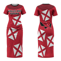 Wallis And Futuna Family Matching Short Sleeve Bodycon Dress and Hawaiian Shirt Polynesian Tattoo Flag Map