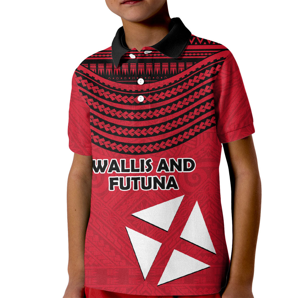 Wallis And Futuna Kid Polo Shirt Polynesian Tattoo Flag Map