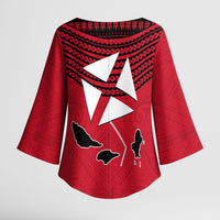 Wallis And Futuna Kimono Sleeve Blouse Polynesian Tattoo Flag Map
