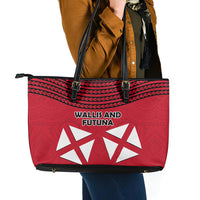 Wallis And Futuna Leather Tote Bag Polynesian Tattoo Flag Map