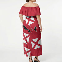 Wallis And Futuna Off Shoulder Maxi Dress Polynesian Tattoo Flag Map