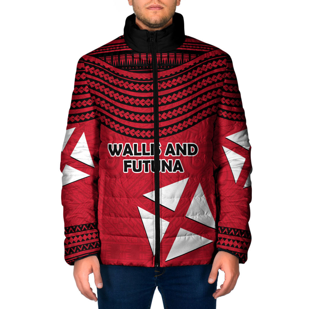 Wallis And Futuna Padded Jacket Polynesian Tattoo Flag Map