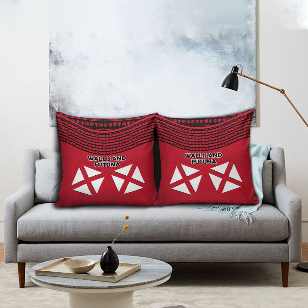 Wallis And Futuna Pillow Cover Polynesian Tattoo Flag Map