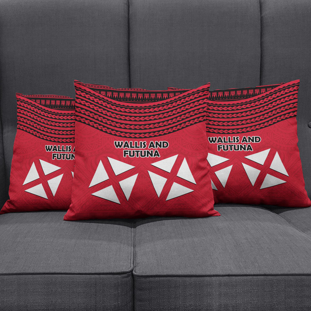 Wallis And Futuna Pillow Cover Polynesian Tattoo Flag Map