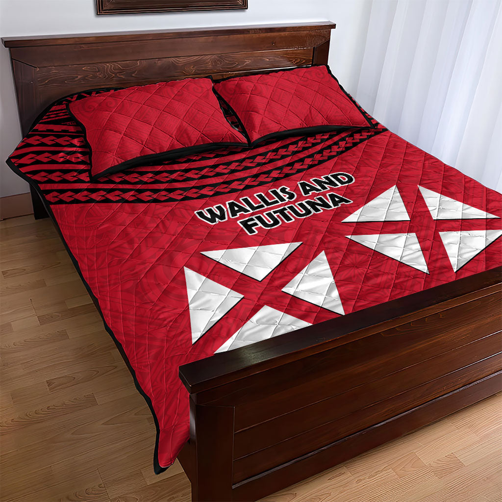 Wallis And Futuna Quilt Bed Set Polynesian Tattoo Flag Map