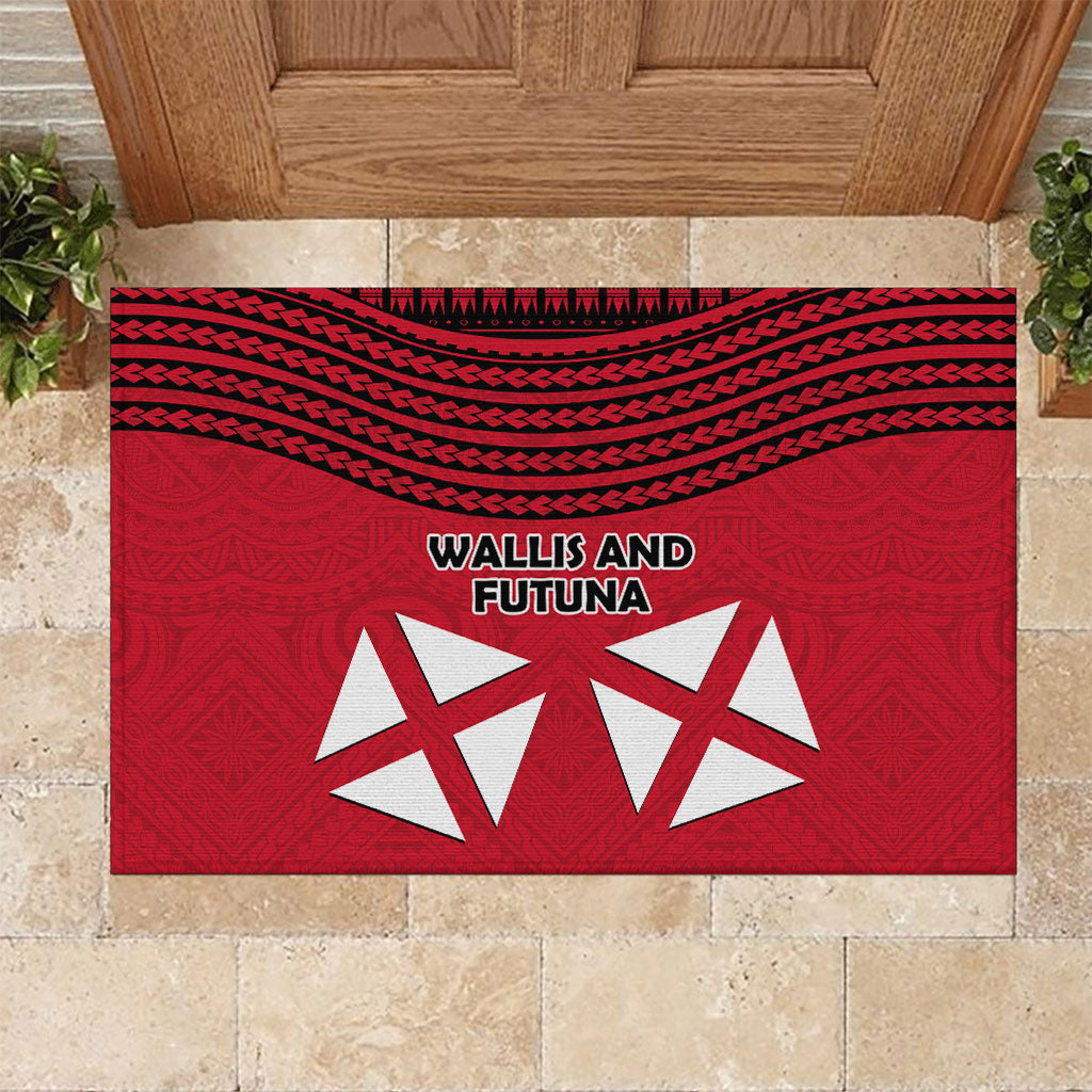 Wallis And Futuna Rubber Doormat Polynesian Tattoo Flag Map
