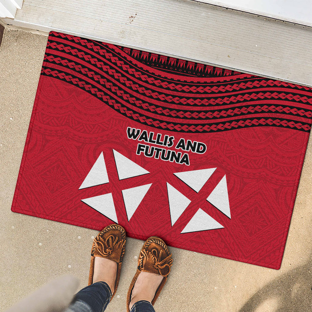 Wallis And Futuna Rubber Doormat Polynesian Tattoo Flag Map