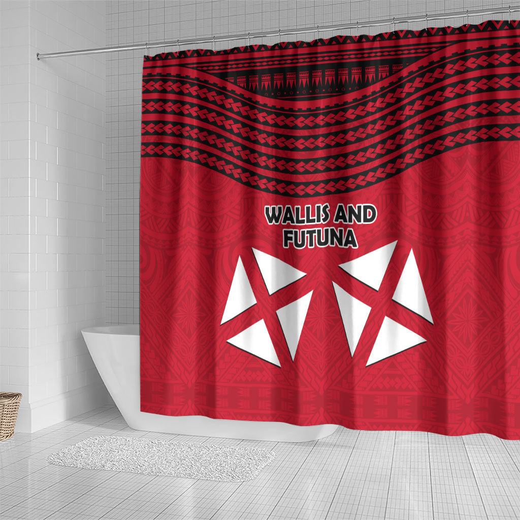 Wallis And Futuna Shower Curtain Polynesian Tattoo Flag Map