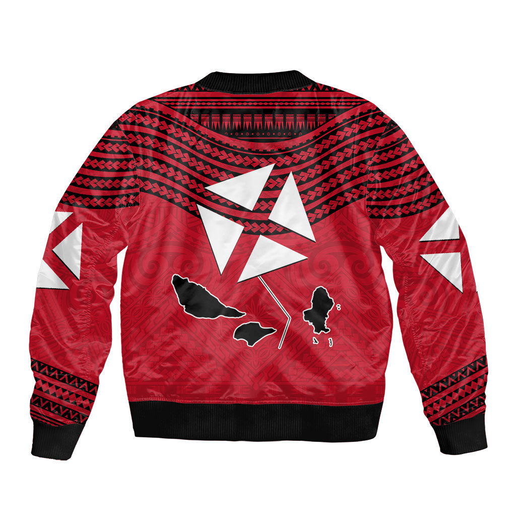 Wallis And Futuna Sleeve Zip Bomber Jacket Polynesian Tattoo Flag Map