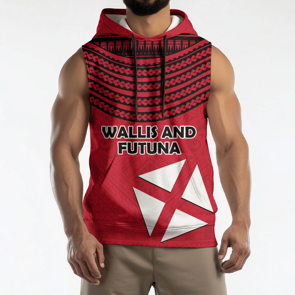 Wallis And Futuna Sleeveless Hoodie Polynesian Tattoo Flag Map