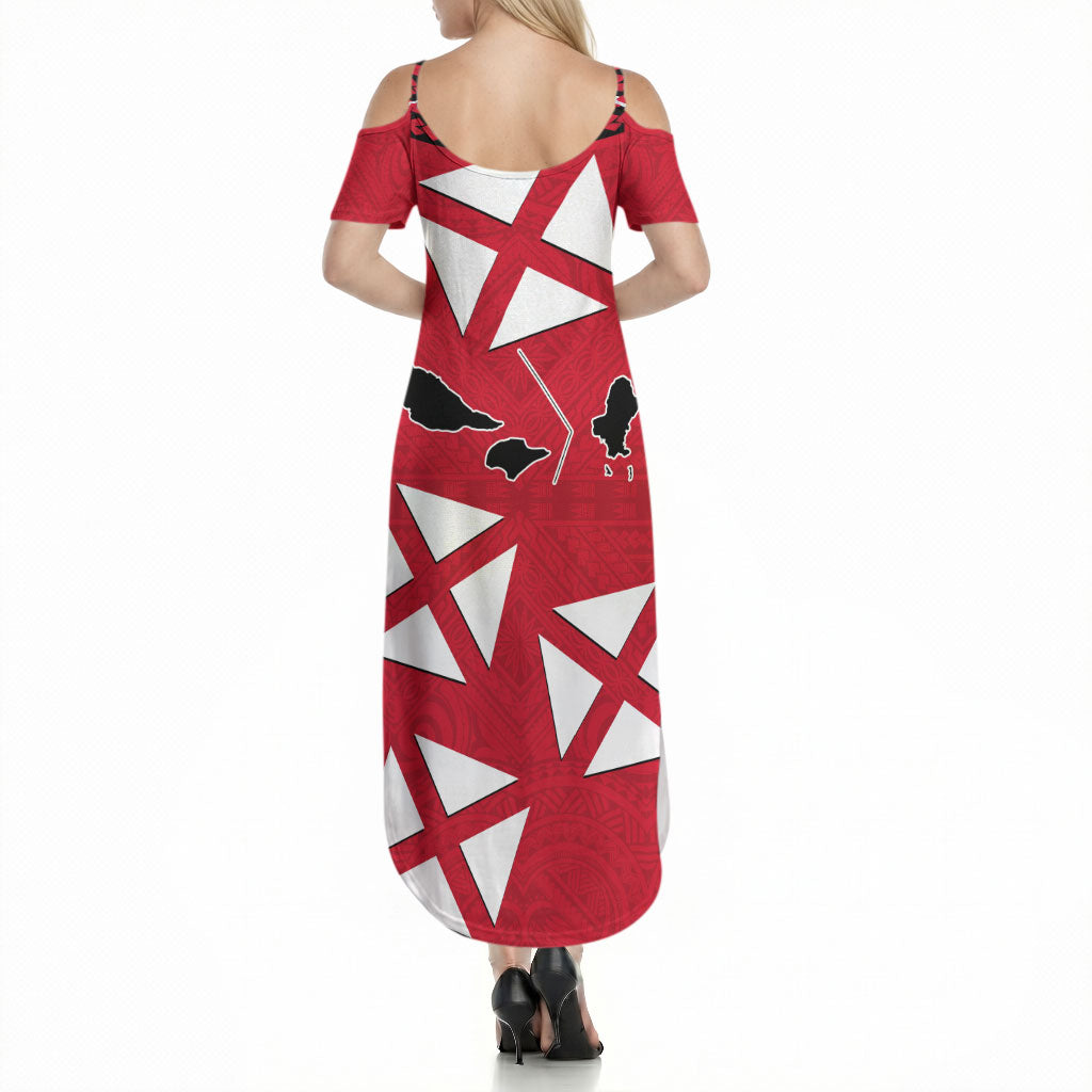 Wallis And Futuna Summer Maxi Dress Polynesian Tattoo Flag Map