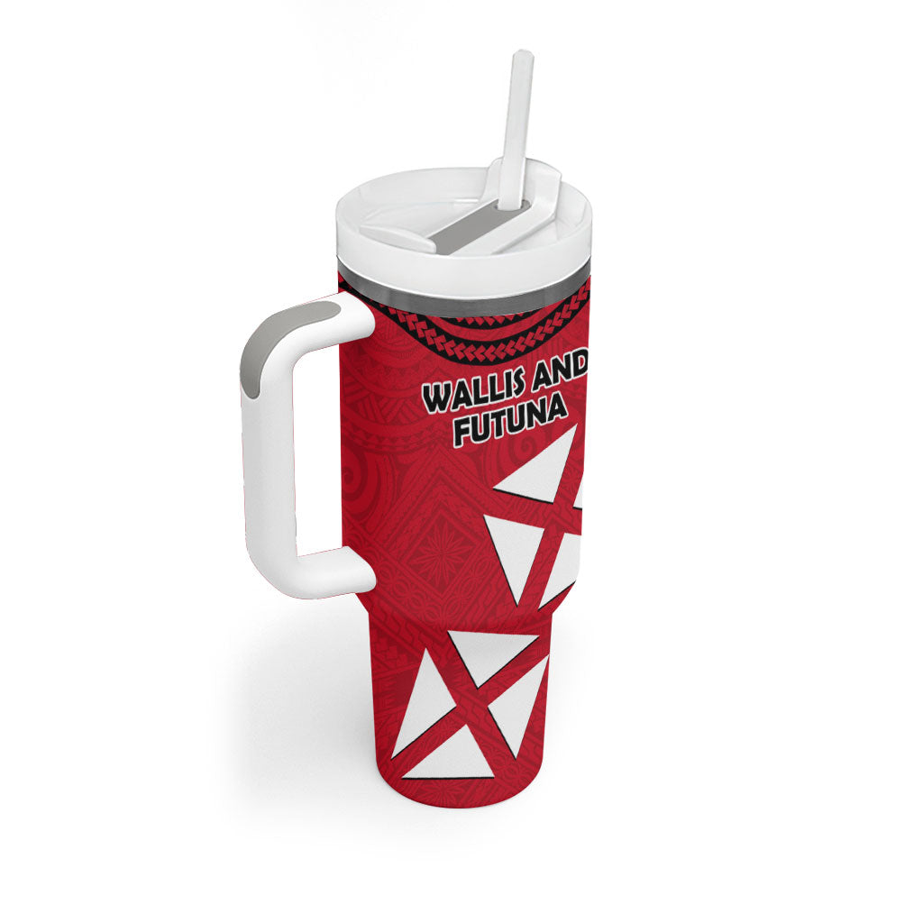 Wallis And Futuna Tumbler With Handle Polynesian Tattoo Flag Map