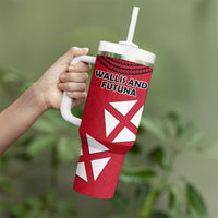 Wallis And Futuna Tumbler With Handle Polynesian Tattoo Flag Map