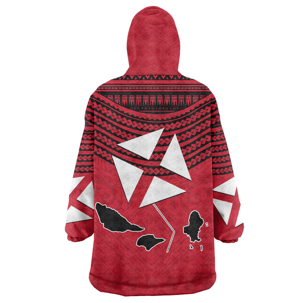 Wallis And Futuna Wearable Blanket Hoodie Polynesian Tattoo Flag Map