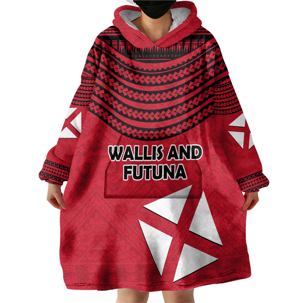 Wallis And Futuna Wearable Blanket Hoodie Polynesian Tattoo Flag Map