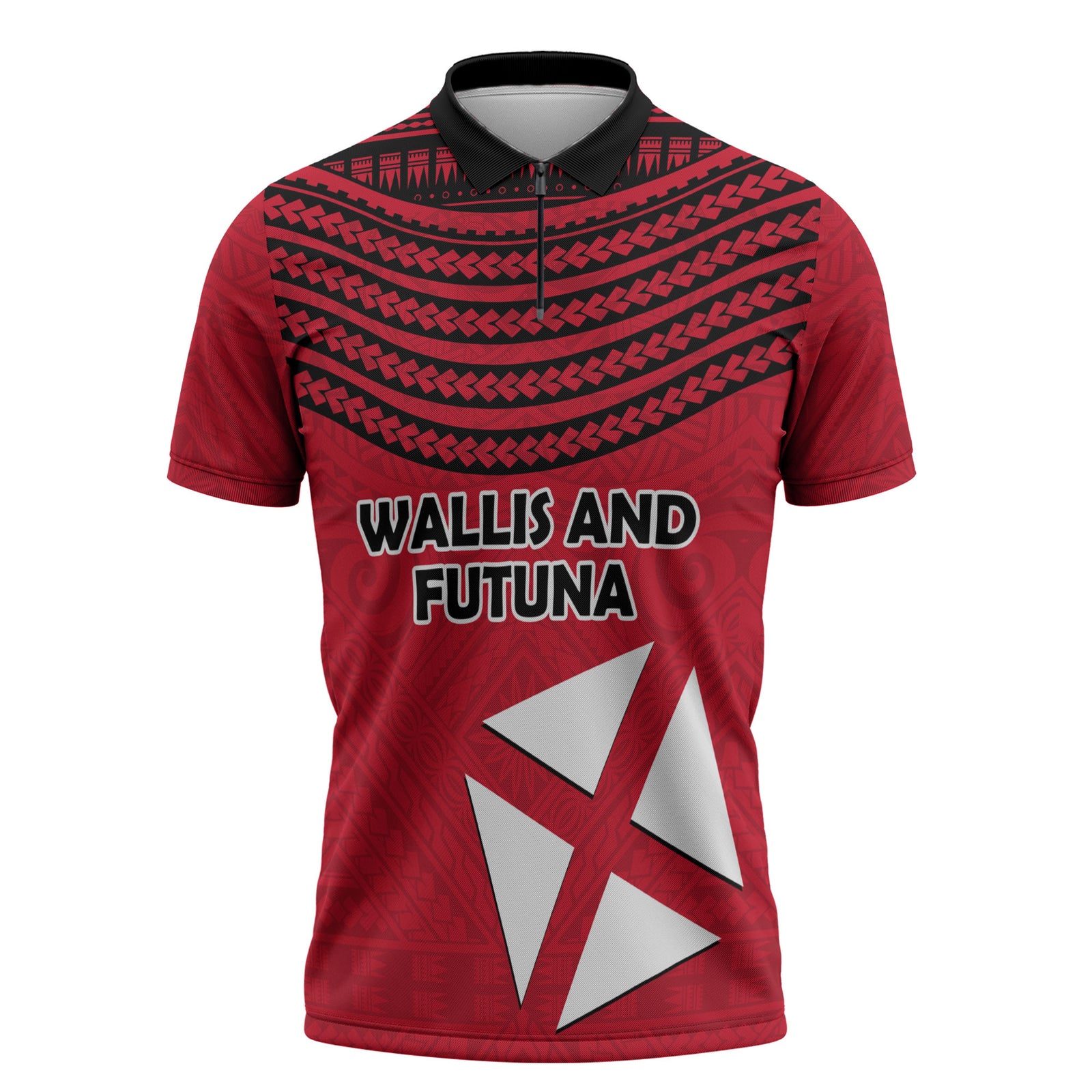 Wallis And Futuna Zipper Polo Shirt Polynesian Tattoo Flag Map