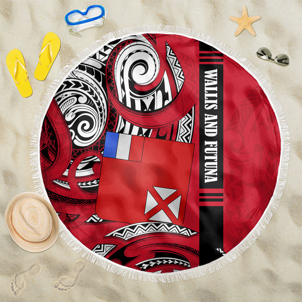 Wallis And Futuna Beach Blanket Tribal Polynesian Tattoo Flag Motif TS04 One Size 150cm Red Black - Polynesian Pride