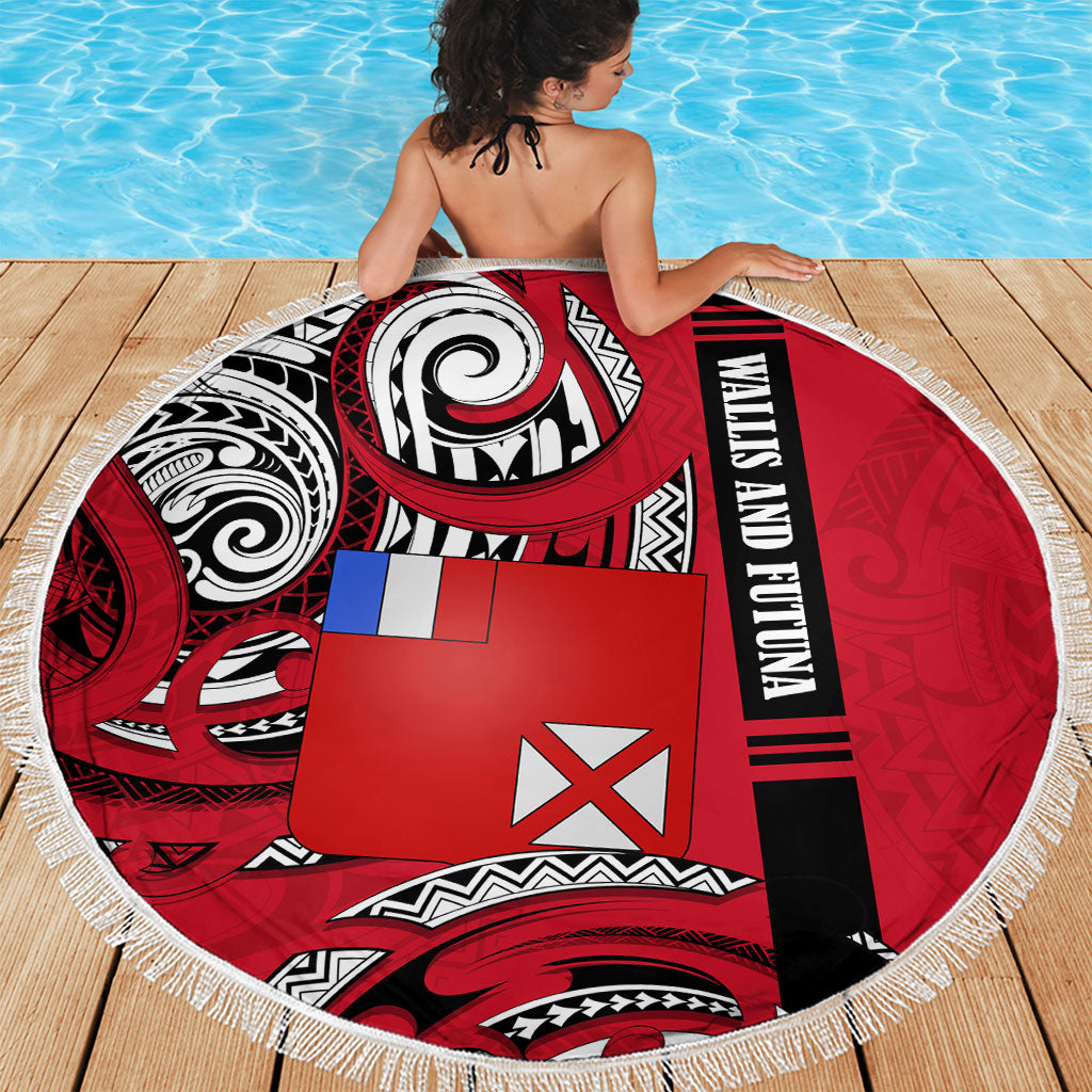 Wallis And Futuna Beach Blanket Tribal Polynesian Tattoo Flag Motif
