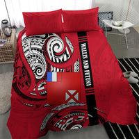 Wallis And Futuna Bedding Set Tribal Polynesian Tattoo Flag Motif