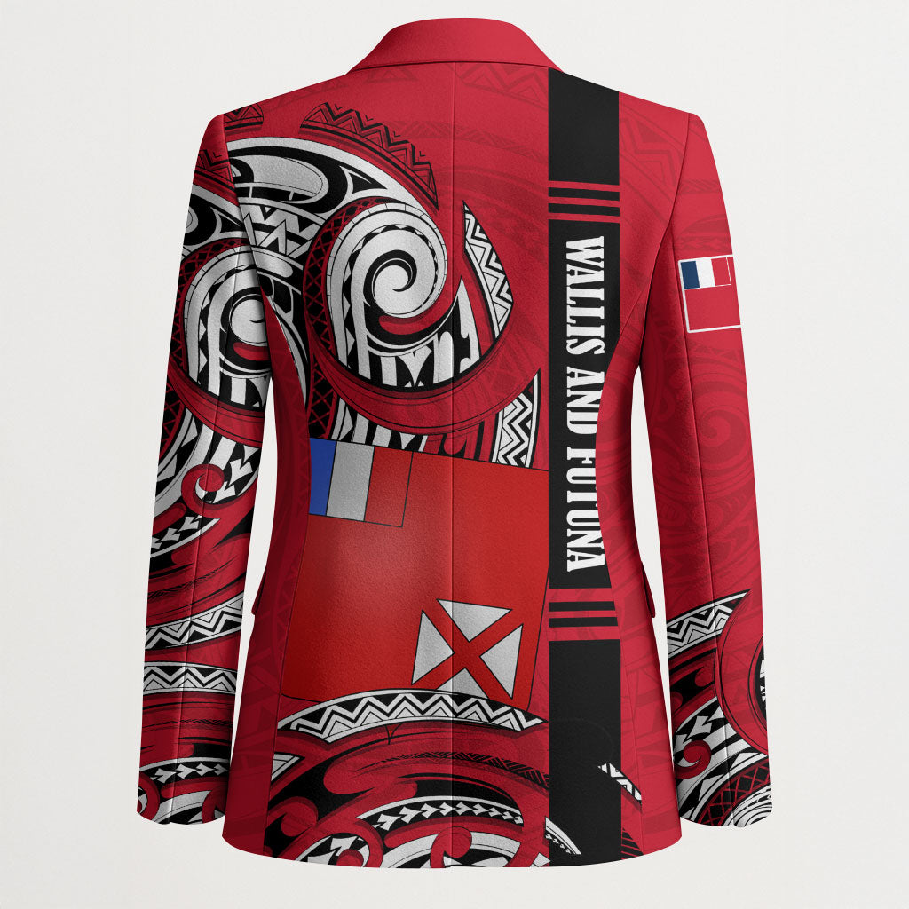 Wallis And Futuna Blazer Tribal Polynesian Tattoo Flag Motif