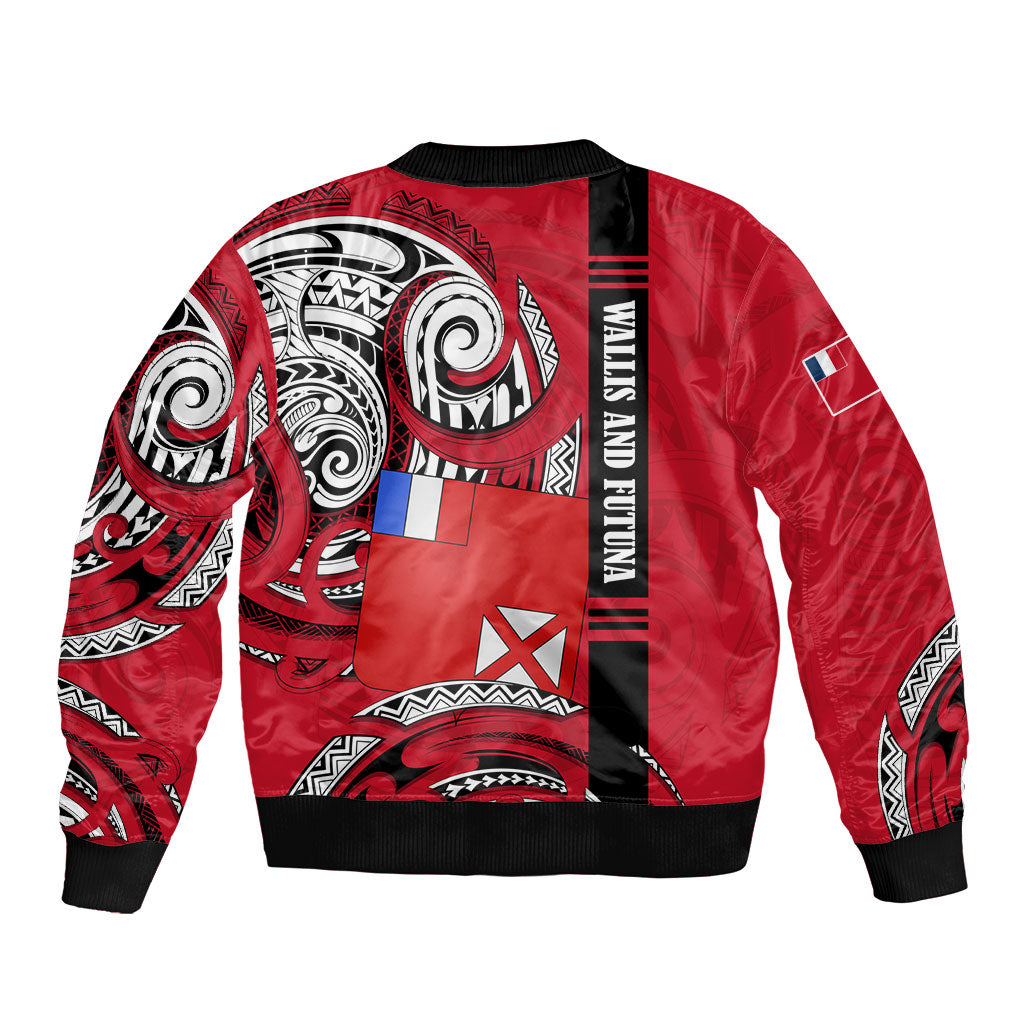 Wallis And Futuna Bomber Jacket Tribal Polynesian Tattoo Flag Motif