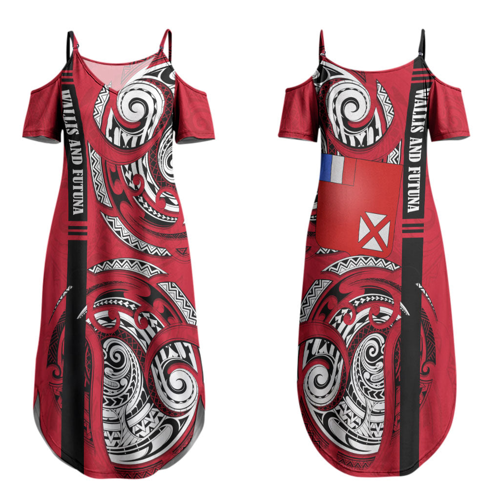 Wallis And Futuna Couples Matching Summer Maxi Dress and Hawaiian Shirt Tribal Polynesian Tattoo Flag Motif
