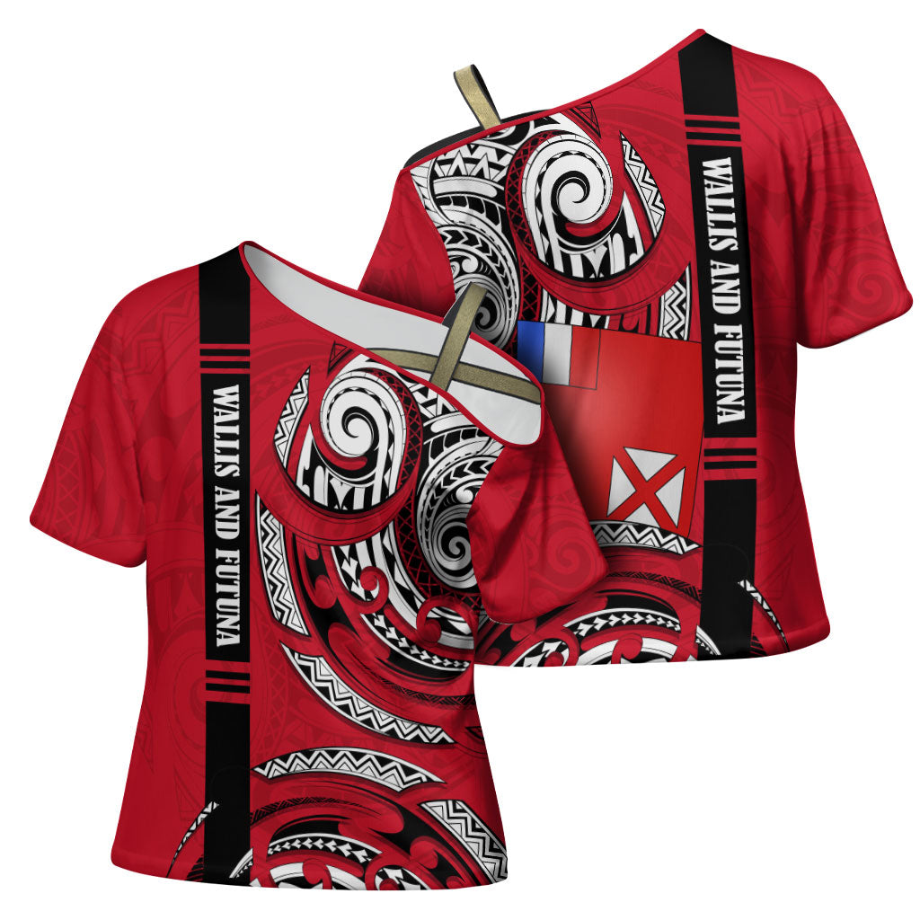 Wallis And Futuna Cross Shoulder Shirt Tribal Polynesian Tattoo Flag Motif