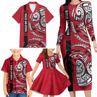 Wallis And Futuna Family Matching Long Sleeve Bodycon Dress and Hawaiian Shirt Tribal Polynesian Tattoo Flag Motif