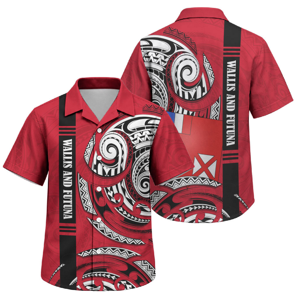 Wallis And Futuna Family Matching Off The Shoulder Long Sleeve Dress and Hawaiian Shirt Tribal Polynesian Tattoo Flag Motif