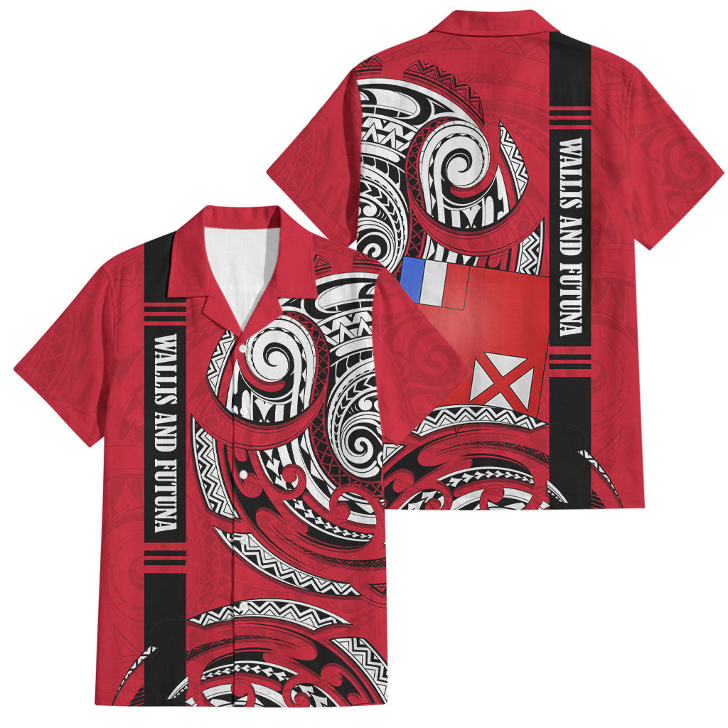 Wallis And Futuna Family Matching Off Shoulder Maxi Dress and Hawaiian Shirt Tribal Polynesian Tattoo Flag Motif