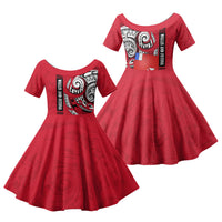 Wallis And Futuna Family Matching Off Shoulder Short Dress and Hawaiian Shirt Tribal Polynesian Tattoo Flag Motif