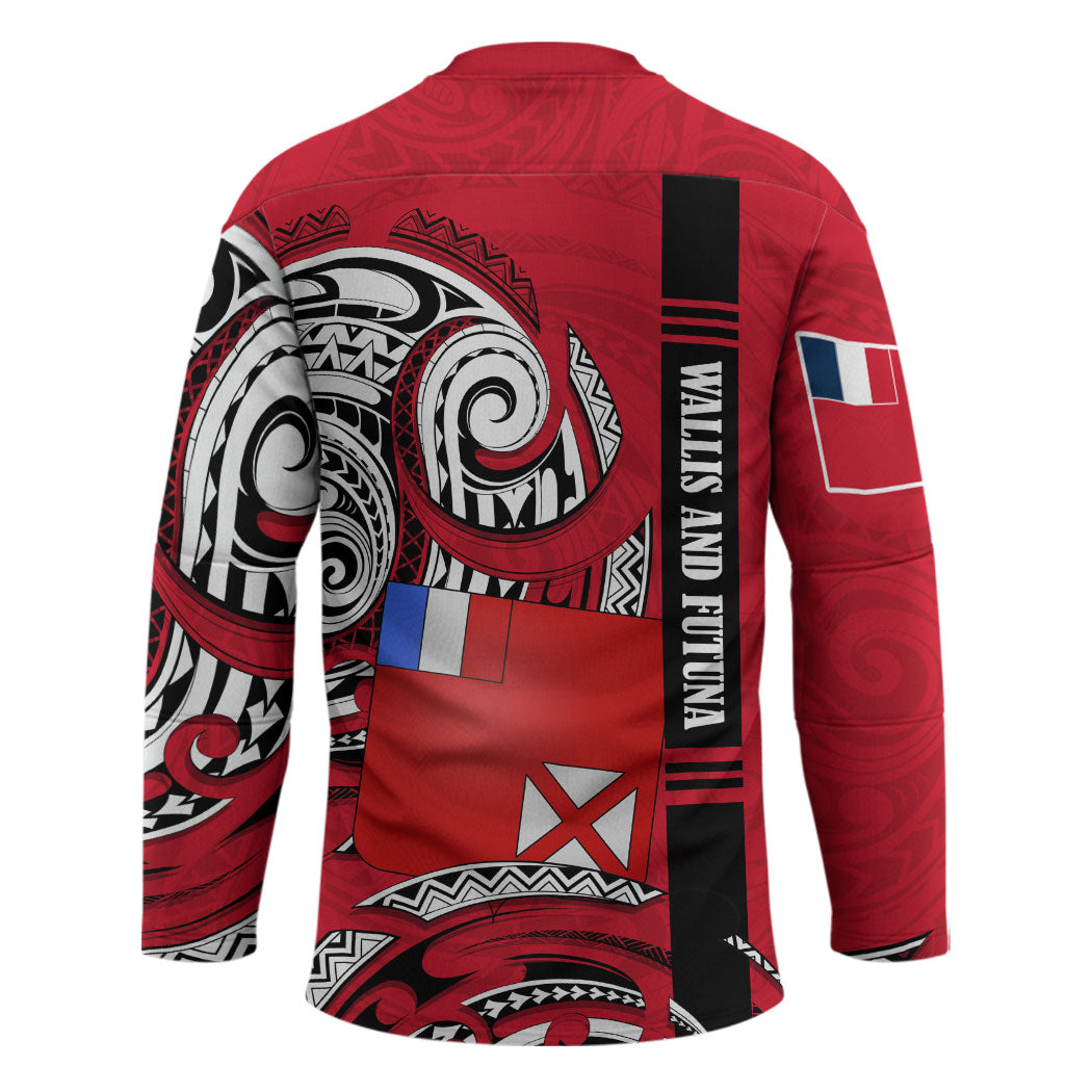 Wallis And Futuna Hockey Jersey Tribal Polynesian Tattoo Flag Motif