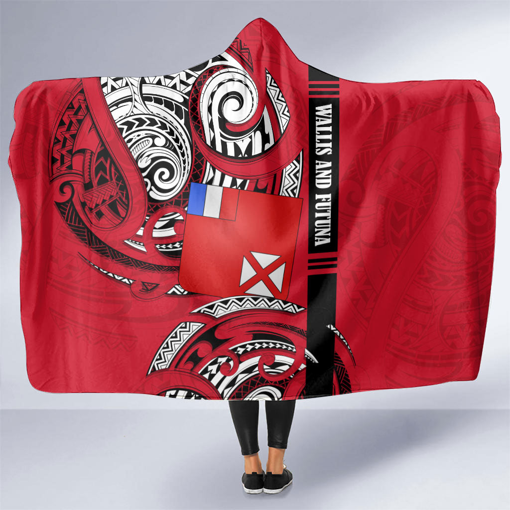 Wallis And Futuna Hooded Blanket Tribal Polynesian Tattoo Flag Motif