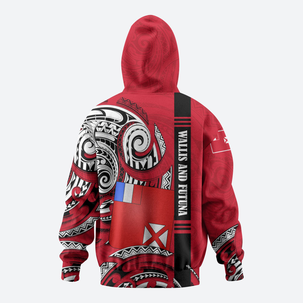 Wallis And Futuna Hoodie Tribal Polynesian Tattoo Flag Motif