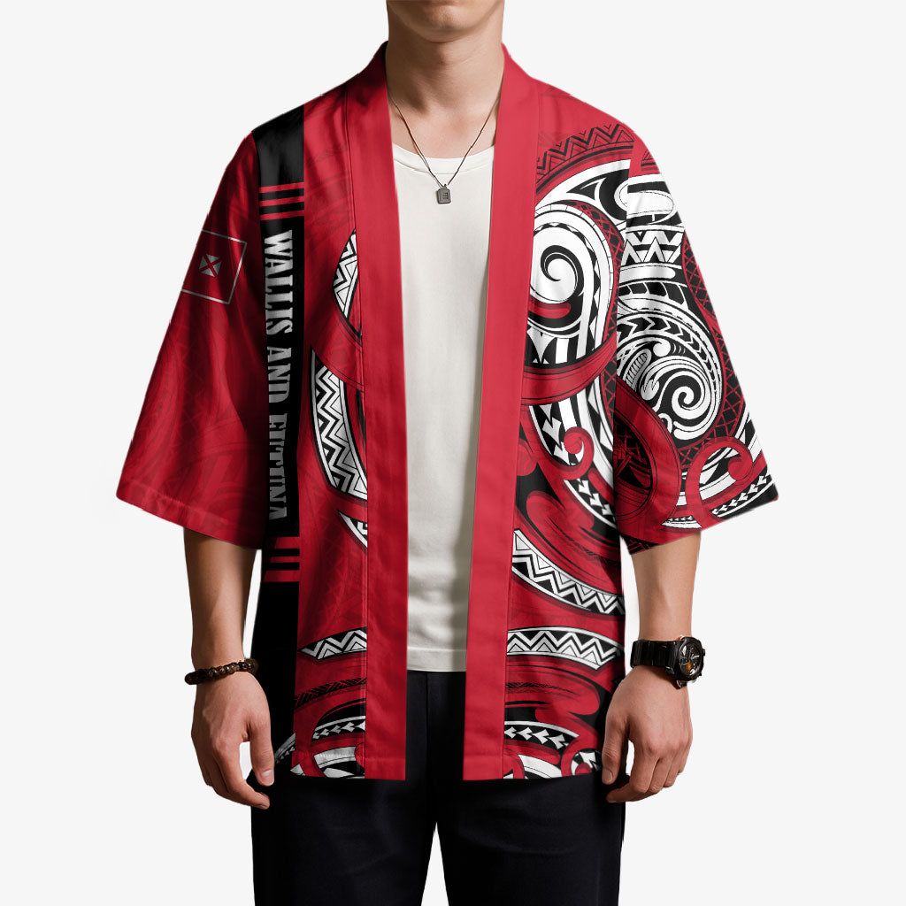 Wallis And Futuna Kimono Tribal Polynesian Tattoo Flag Motif