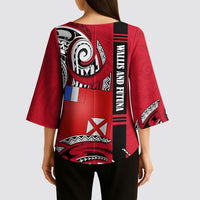 Wallis And Futuna Kimono Sleeve Blouse Tribal Polynesian Tattoo Flag Motif