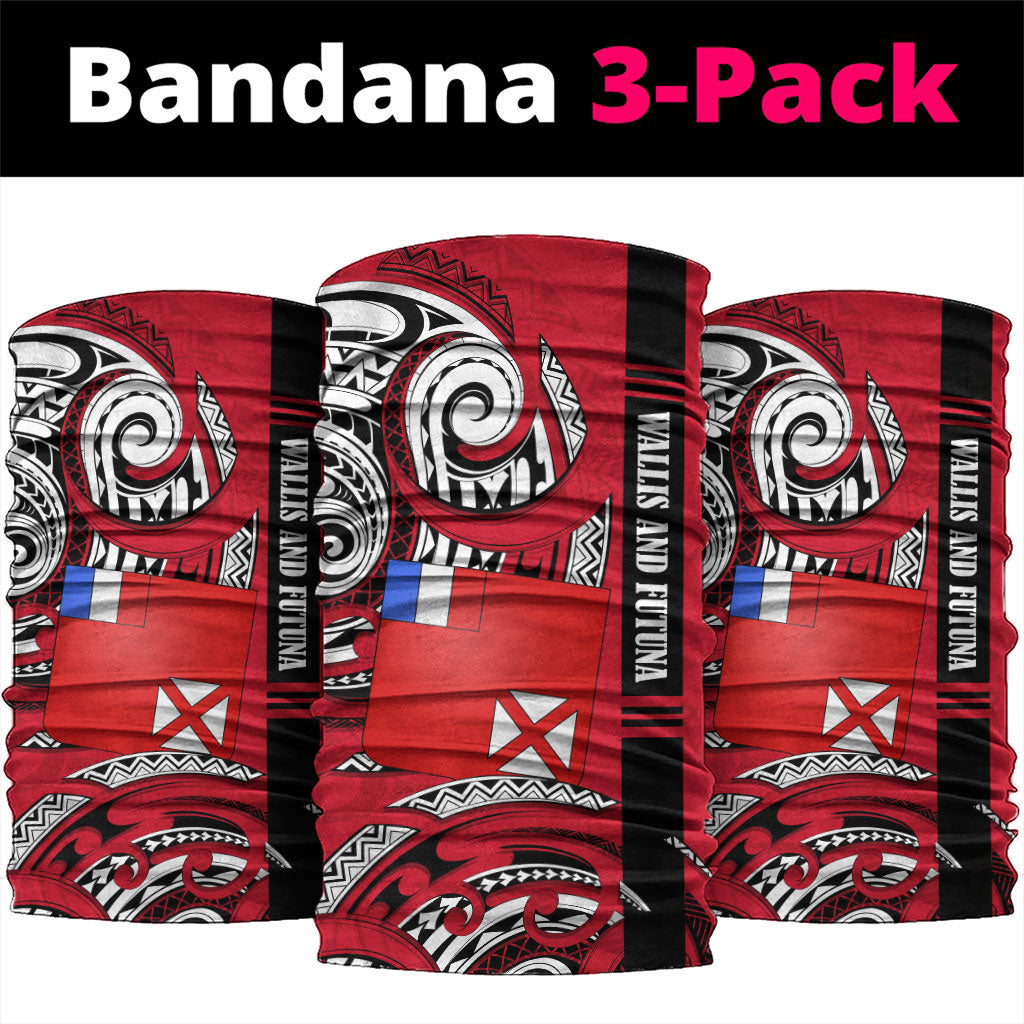 Wallis And Futuna Neck Gaiter Tribal Polynesian Tattoo Flag Motif TS04 package One Size: 25*50cm Red Black - Polynesian Pride