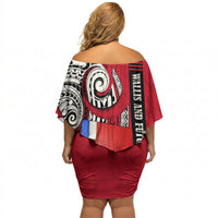 Wallis And Futuna Off Shoulder Short Dress Tribal Polynesian Tattoo Flag Motif