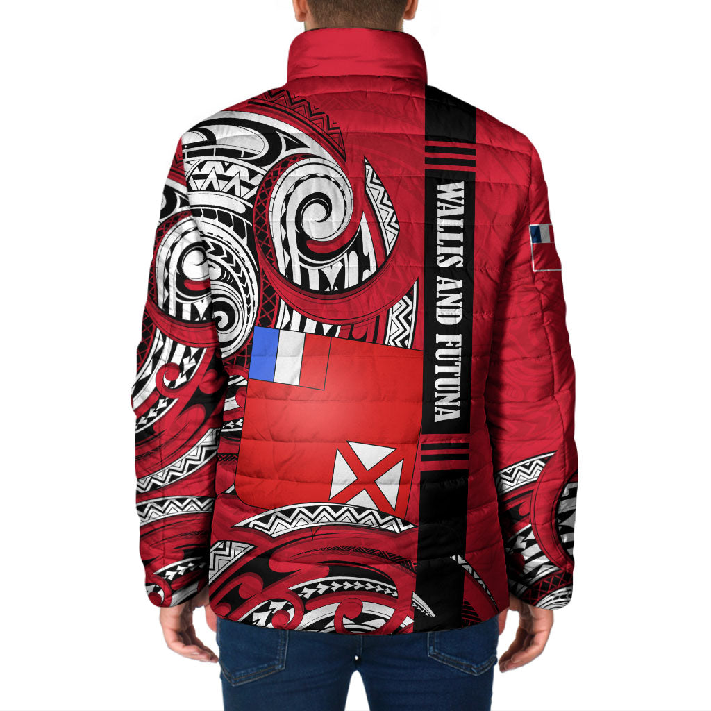 Wallis And Futuna Padded Jacket Tribal Polynesian Tattoo Flag Motif