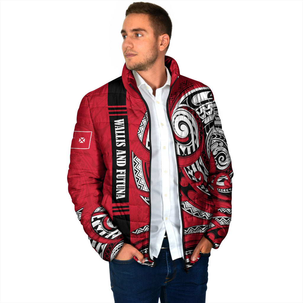 Wallis And Futuna Padded Jacket Tribal Polynesian Tattoo Flag Motif