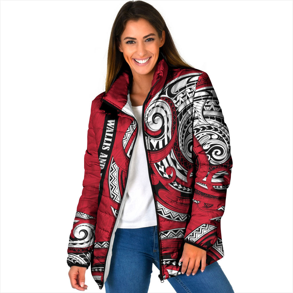 Wallis And Futuna Padded Jacket Tribal Polynesian Tattoo Flag Motif